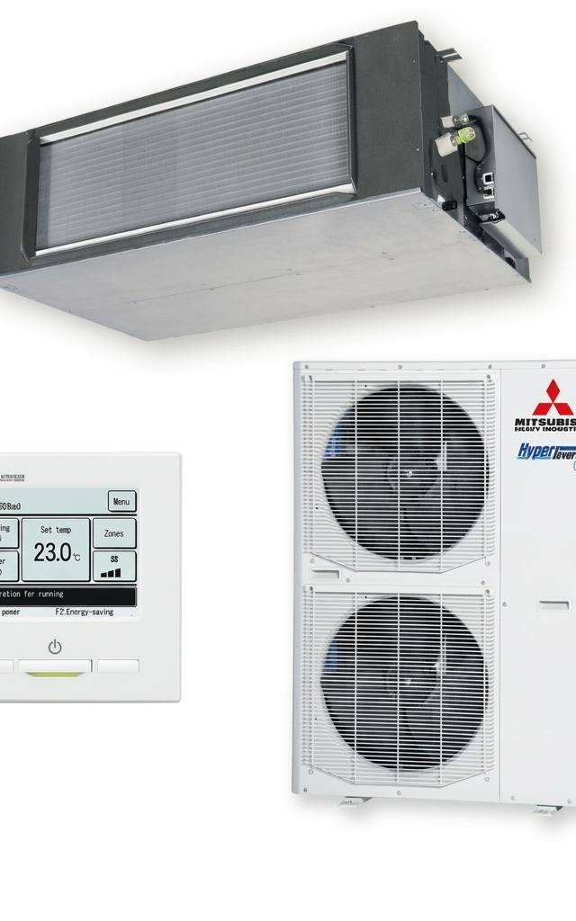Mitsubishi Heavy Industries 12.5 kW three-phase ducted air conditioner indoor and outdoor units