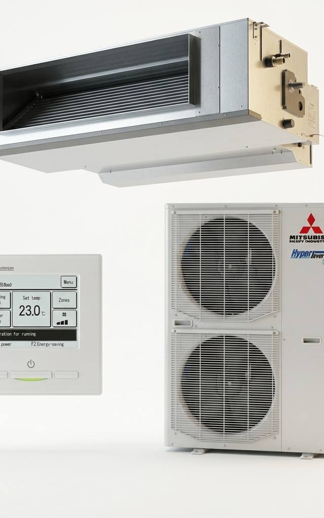 Mitsubishi Heavy Industries 14 kW ducted air conditioner indoor and outdoor units
