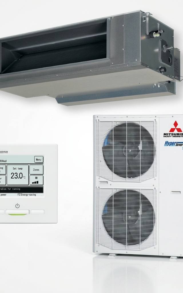 Mitsubishi Heavy Industries 16 kW three-phase ducted air conditioner indoor and outdoor units