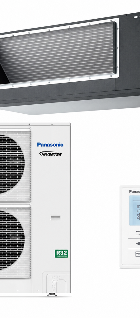 Panasonic 10 kW three-phase ducted air conditioner indoor and outdoor units