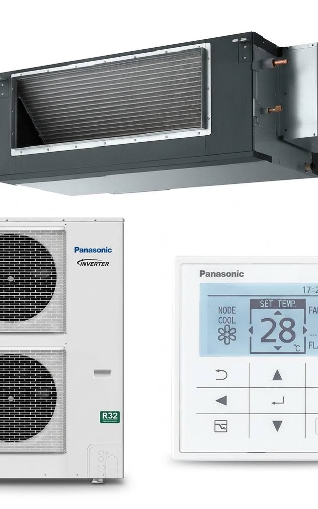 Panasonic 10 kW ducted air conditioner indoor and outdoor units