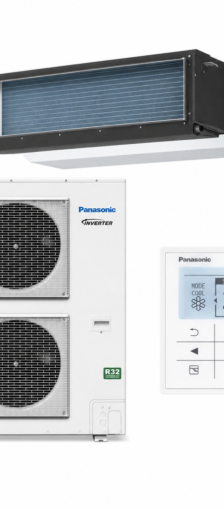 Panasonic 12.5 kW three-phase ducted air conditioner indoor and outdoor units