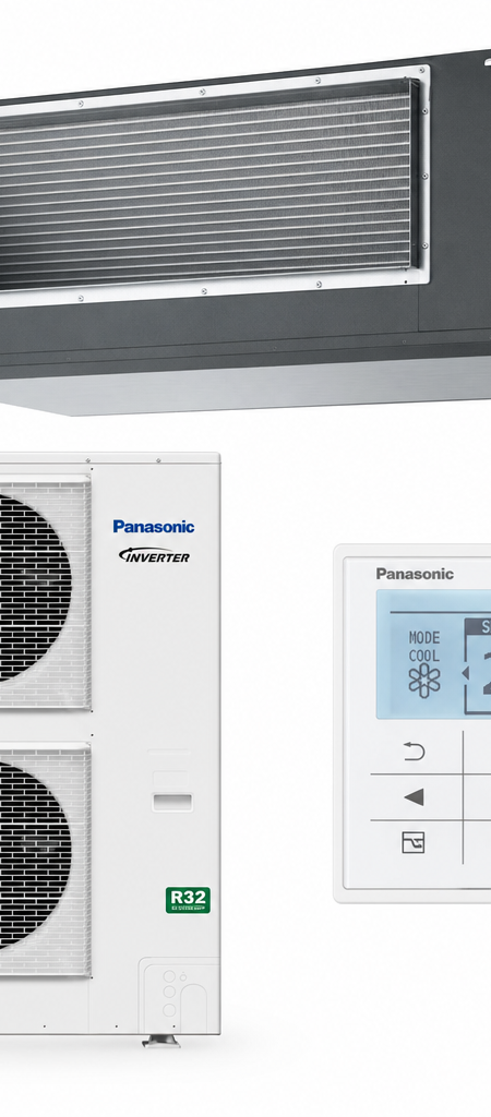Panasonic 12.5 kW three-phase ducted air conditioner indoor and outdoor units