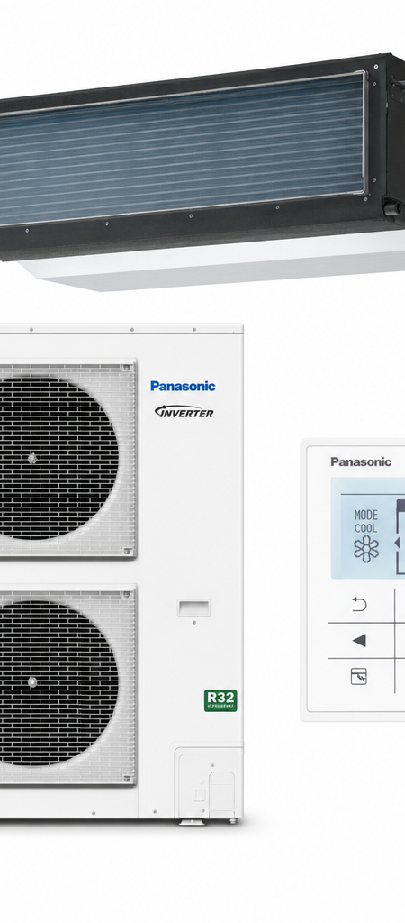 Panasonic 14 kW ducted air conditioner indoor and outdoor units