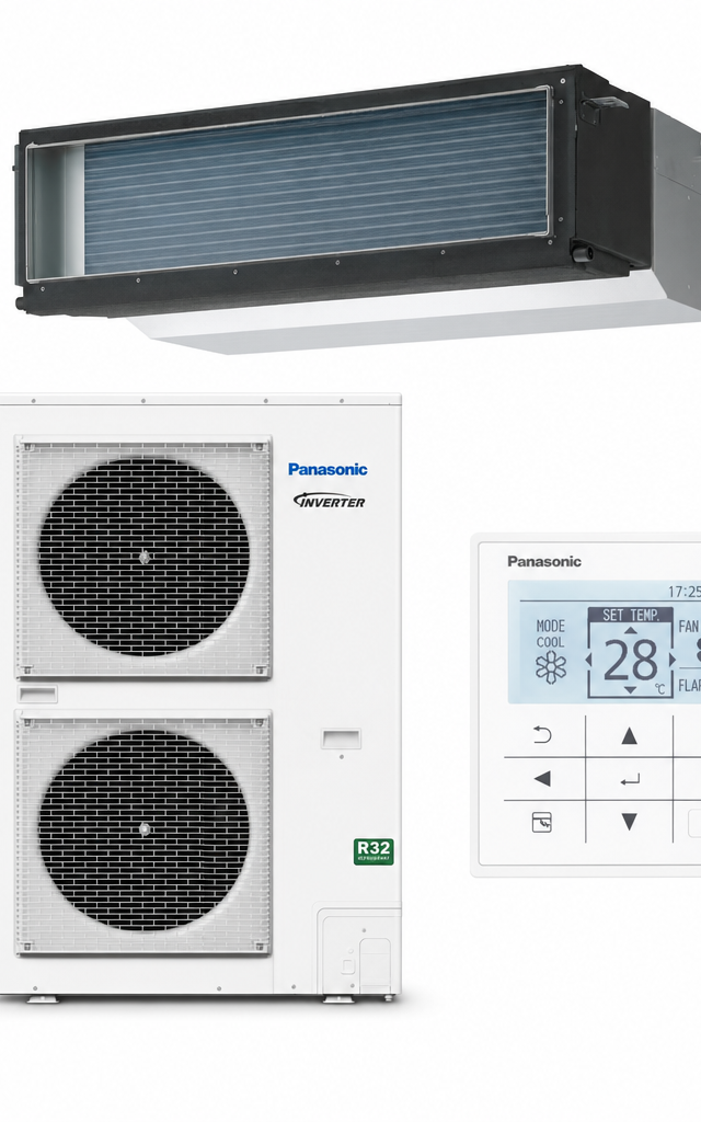 Panasonic 14 kW ducted air conditioner indoor and outdoor units