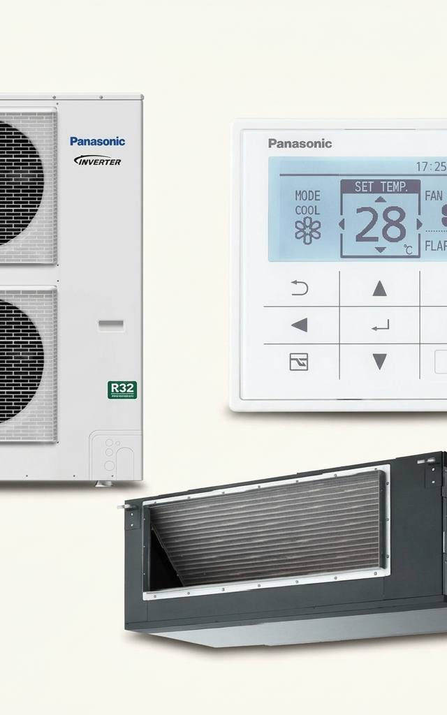 Panasonic 14 kW ducted air conditioner indoor and outdoor units