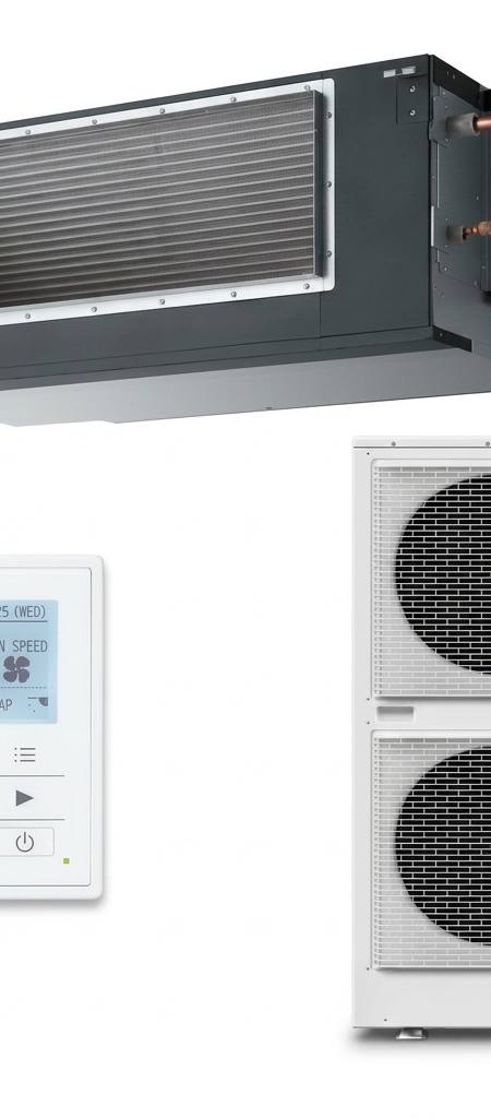 Panasonic 16 kW three-phase ducted air conditioner indoor and outdoor units
