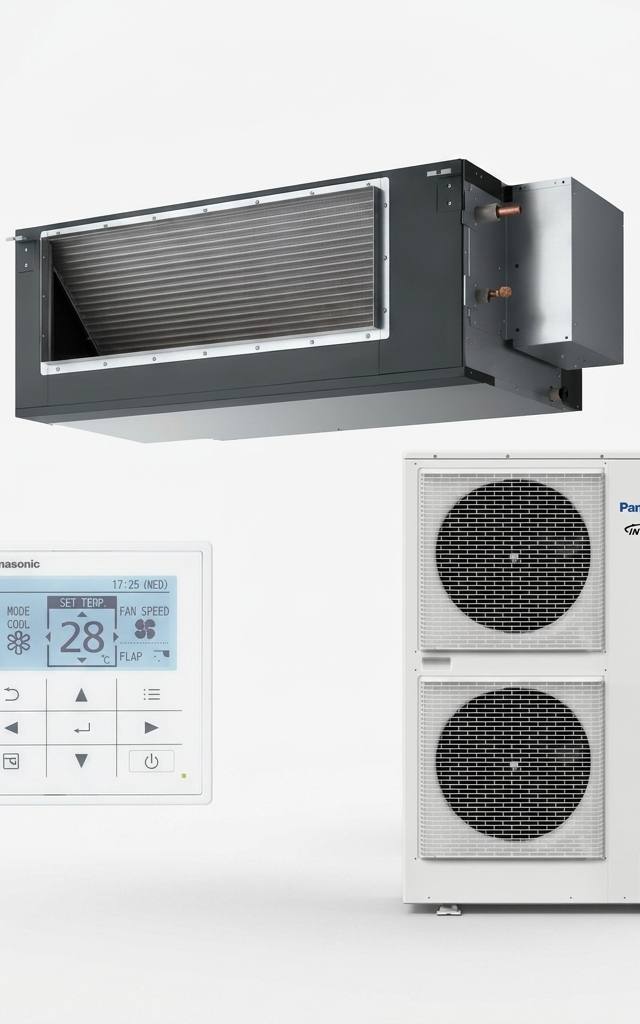 Panasonic 16 kW ducted air conditioner indoor and outdoor units