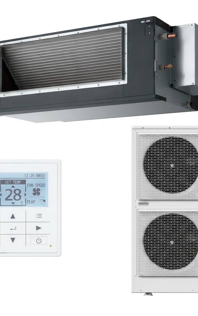 Panasonic 20 kW three-phase ducted air conditioner indoor and outdoor units