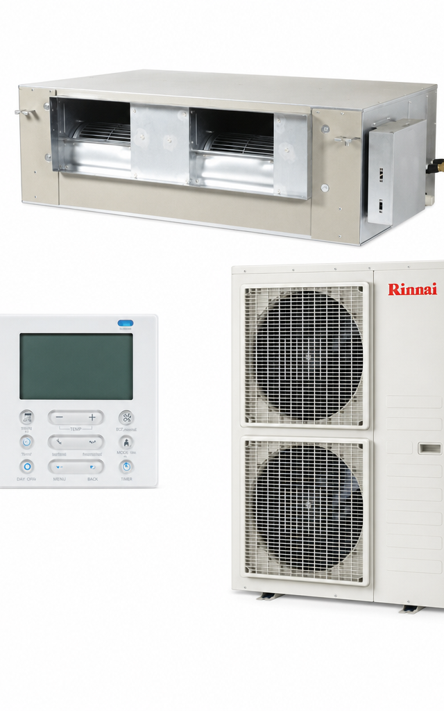 Rinnai 10 kW ducted air conditioner indoor and outdoor units