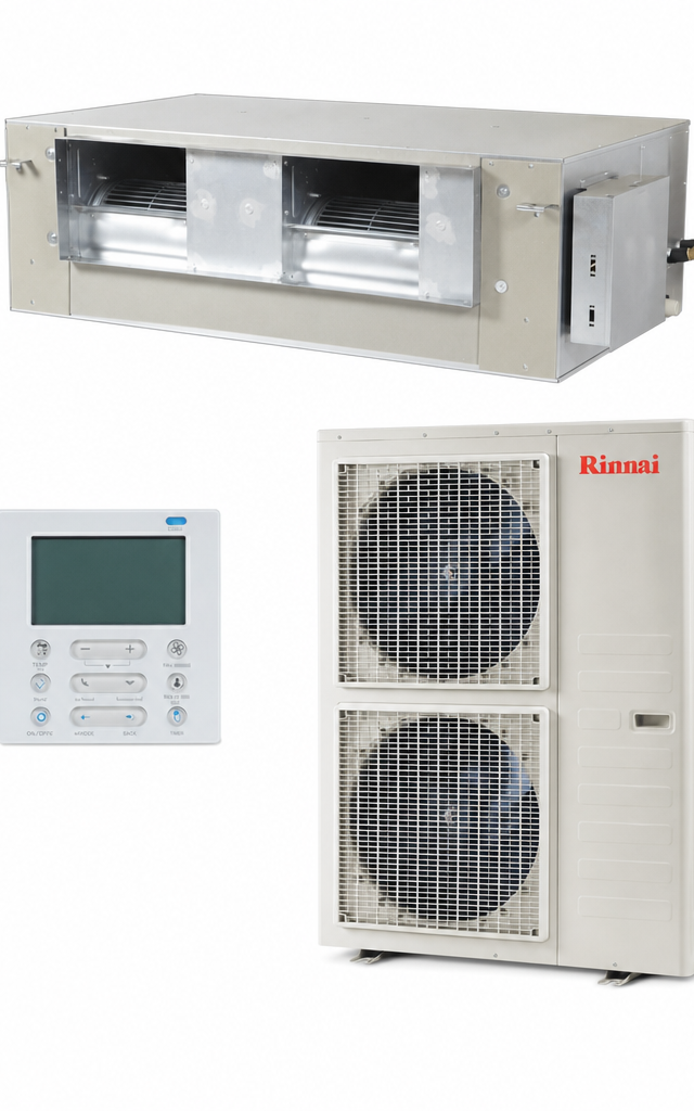 Rinnai 12 kW ducted air conditioner indoor and outdoor units