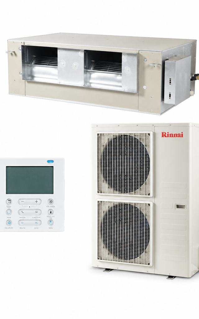 Rinnai 14 kW ducted air conditioner indoor and outdoor units