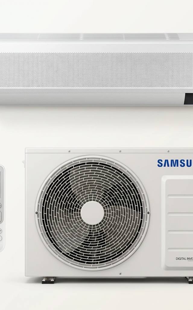 Samsung 5.0 kW split system air conditioner indoor and outdoor units
