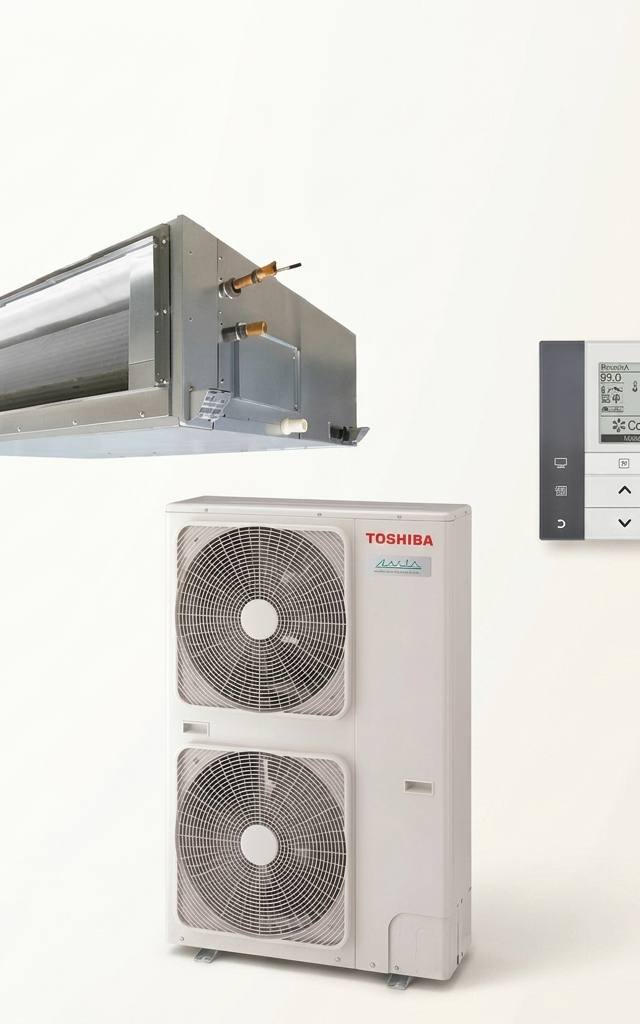 Toshiba 14 kW three-phase ducted air conditioner indoor and outdoor units