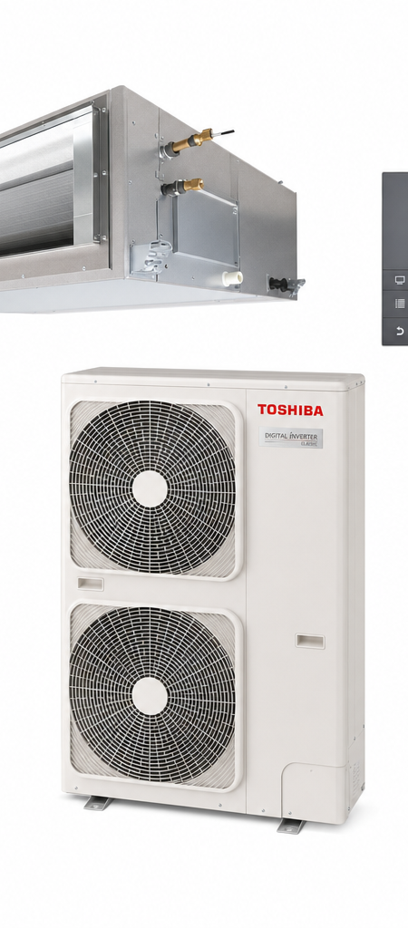 Toshiba 14 kW three-phase ducted air conditioner indoor and outdoor units